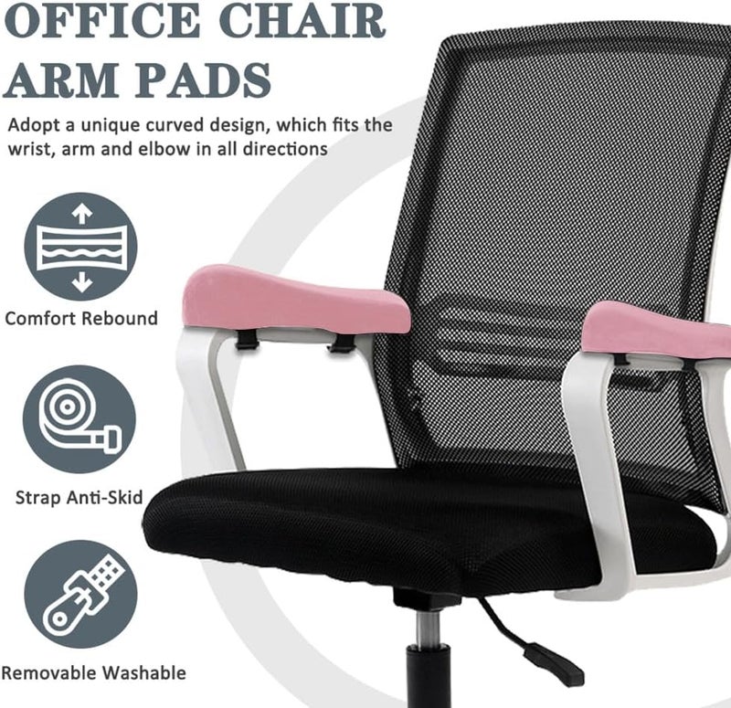 Shapeazy 2 Pack Office Chair Armrest Pads Covers,Arm Rest Pad with Memory Foam Elbow Pillow for Forearm Pressure Relief, Arm Rest Covers for Office Chairs, Wheelchair, Comfy Gaming Chair (Pink) - Image 2